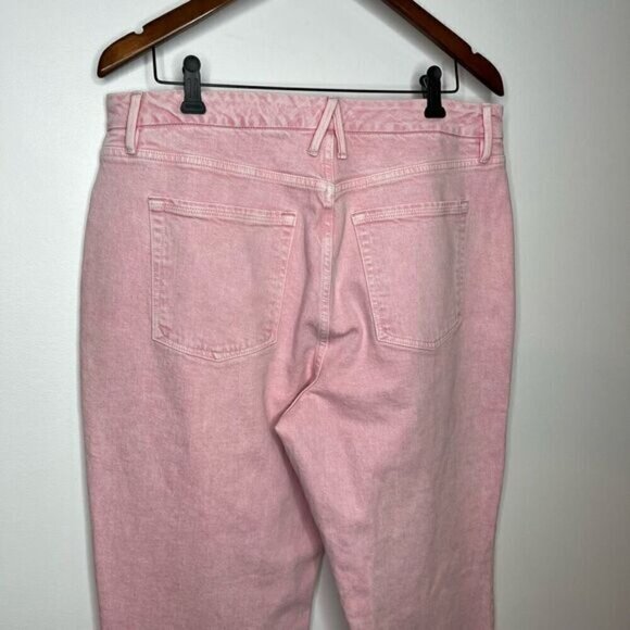 Good American Women's Good Boy Split Hem Straight Leg Jeans Pink Size 14/32 - Picture 6 of 13